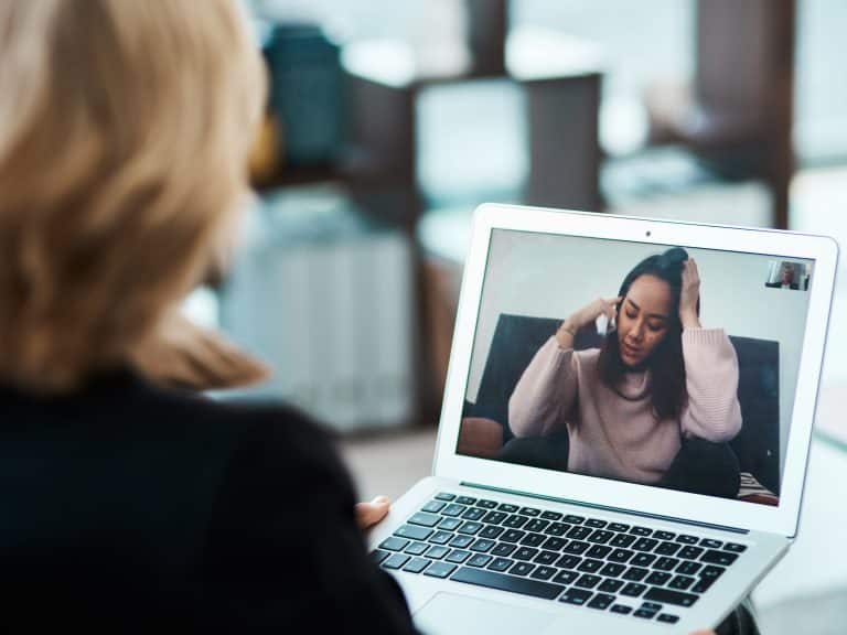 Video,Call,,Laptop,And,Online,Therapy,By,Therapist,Talking,To